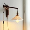 Retro Plug in Wall Sconces Japanese Style Ceramic Folding Lamp