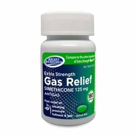 RIGHT REMEDIES Gas Relief Extra Strength, 125mg Simethicone, (180 Softgels), Fast Relief from Gas, Bloating, Fullness, Painful discomfort, Compare to Gas-X Extra Strength Active Ingredient