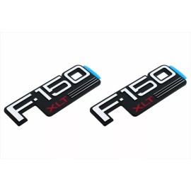 Wallsmart Store Ford Emblem 92-96 NEW Ford F-150 XLT Fender Emblem Nameplate Badge Side F150 Logo SET of 2