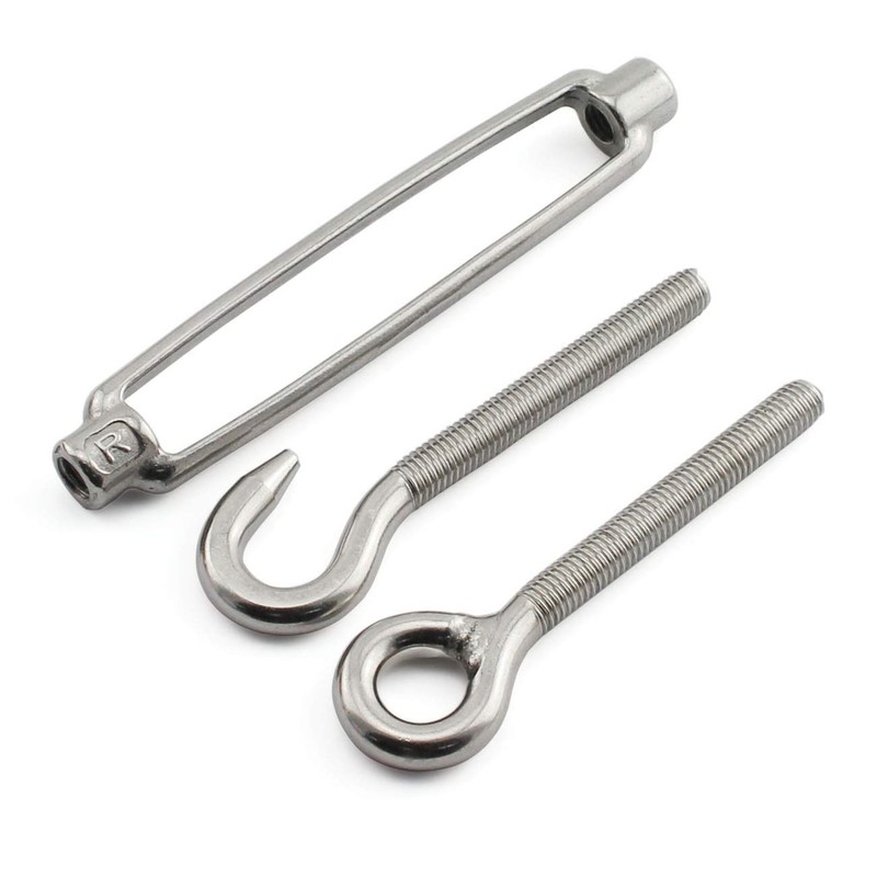 JCBIZ 2pcs M10 Turnbuckle Screw Hook to Eye Strainer Fence