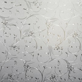 PROTINT WINDOWS Elegant Flower Decorative Window Film, Self Static Adhesive Cling, 35.5 inches by 72 inches