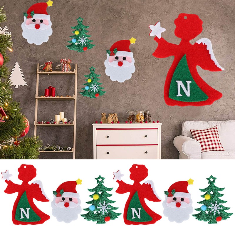 30Pcs Christmas Tree Felt Wall Hanging Door Murals Kids Gifts