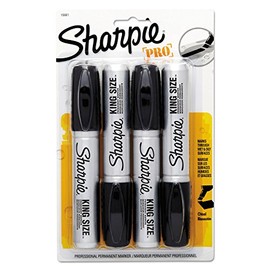 King Size Permanent Markers, Black, 4/Pack