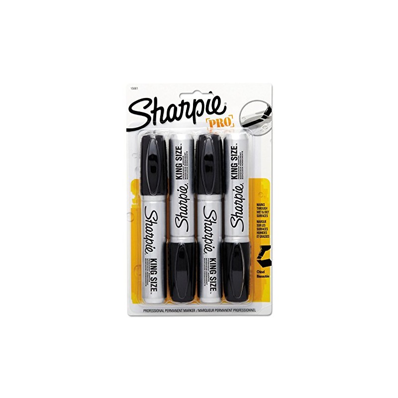 King Size Permanent Markers, Black, 4/Pack