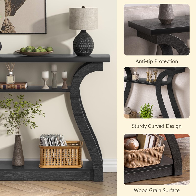 47" Wood Console Table for Entryway, Narrow Sofa Table with