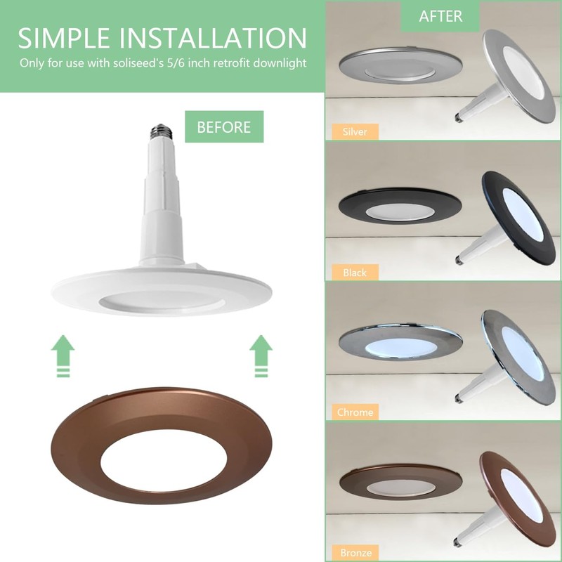 Soliseed Trim Ring for 5/6 Inch Retrofit Downlight, Bronze Can