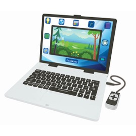 Lexibook, Bilingual and Educational Laptop Spanish/English, Toy for Children, 180 Activities to Learn, Play Games and Music, Large and Colored Screen, Black/White, JC899i2