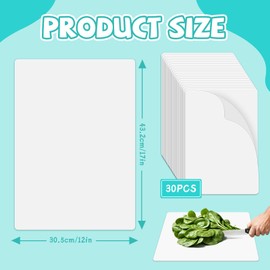 VOKOY 30 Count Disposable Cutting Boards, Thick Waterproof Flexible Cutting Board Plastic Placemats Table Mats Large Plastic Cutting Boards for Kitchen Cooking Traveling Camping Party, 17 x 12 Inch