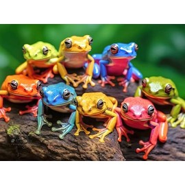 Cross  Glory - Rainbow Ribbit Conjunto de ranas, rompecabezas de 1000 piezas para adultos, rompecabezas vibrante, calidad premium, obra de arte única