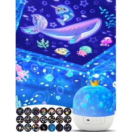 21 Sets of Films, Projector Night Light for Kids Bedroom, Ceiling, Baby Night Light Projector, Star Galaxy Projector for 1-14 Years Old Baby Girls with 360° Rotation for Christmas, Nursery, Room Decor