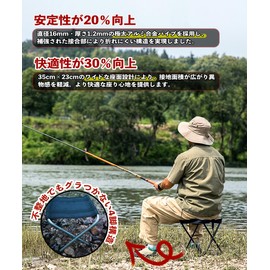 CHENGMAY Folding Chair, 9.1 x 11.0 inches (23 x 28 cm), Large Seat, Comfortable, Improved Durability, Diameter 0.6 inches (16 mm), Thickness 0.05 inches (1.2 mm), Aluminum Alloy, 4 Leg Construction