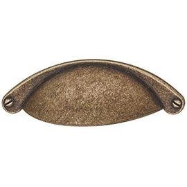 Gedotec Shell Handle Sliding Door Drawer Handle Metal Bowl Handle Vintage Roma Antique Brass Matt Furniture Handle Kitchen for Screwing 120 x 30 mm 1 Piece - Shell Handle in Country House Style