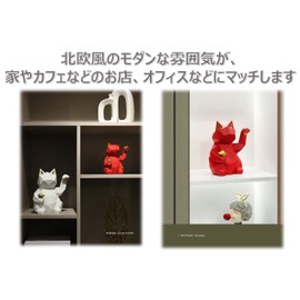 [CFT TIME] Maneki Neko Figurine, Stylish, Cute, Scandinavian Mini, Gold, Good Luck, Good Luck, Interior, Simple, Antique (Small, White)