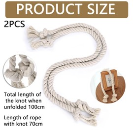 Pack of 2 Curtain Rope Tiebacks, Curtain Rope Buckle, Handmade Curtain, Curtain Tieback, Cotton, Handwoven, Tiebacks, Curtain Ties for Curtains (Beige)