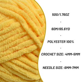 3 Packs Plush Chenille Chunky Crochet Yarn - Baby Yarn for Crocheting Soft - Velvet Yarns Knitting for Blankets Crafts - Fluffy Amigurumi Yarns 150g / 196.8yds (3 Golden Yellow)