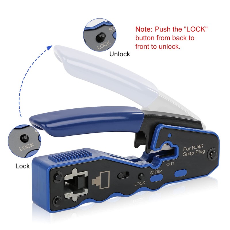 RJ45 Crimp Tool Kit Pass Through Ethernet Cat6 Cat6a Cat5e