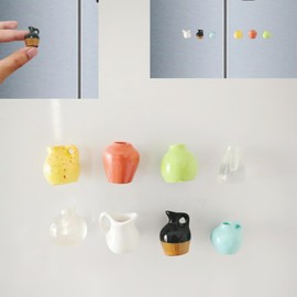 Cute Mini Vase Magnets for Fridge, Mini Magnet Vases for Flowers, Tiny 3D Plant Vase for Fridge, Kitchen, Locker, Office Decoration(8PCS, Without Plants)