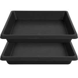 Feyvdzv 12 Inch 2 Pack Plant Saucer Square, Plant Saucers for Indoors and Outdoors, Flower Pot Saucers, Saucers for Potted Plants, Plant Water Catcher Trays for Pots (12"-Black)