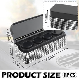 Figpade Bling Coin Holder for Car,Diamond Car Coin Organizer with 4 Compartment,Car Change Holder for Coins&Vehicle Accessories for Women Compatible with 25 Cents,10 Cents,55 Cents,Pennies (White)