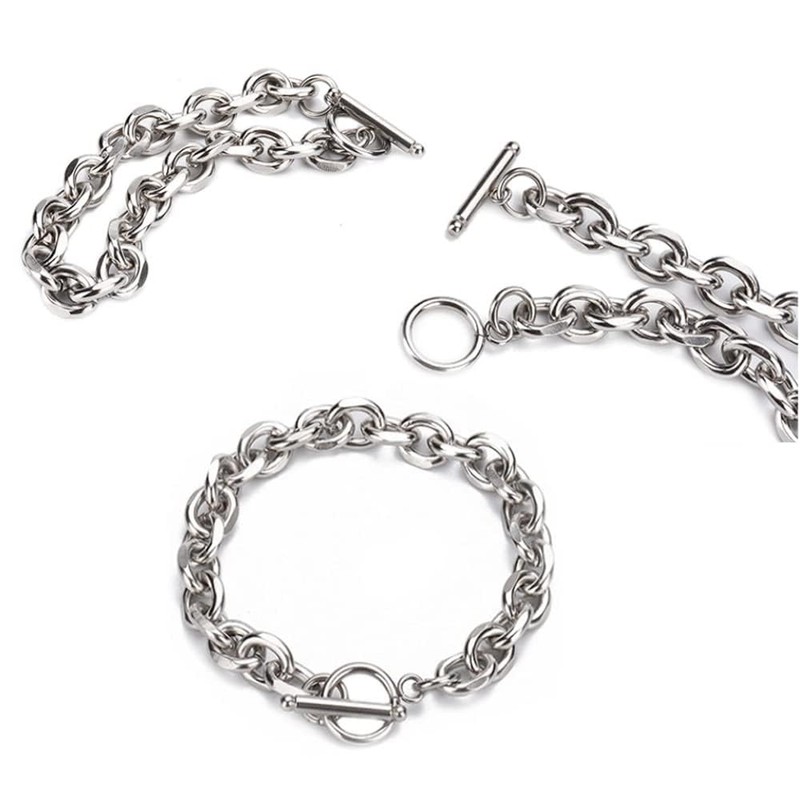 YINKE Bracelet, Men's, Women's, Accessories, Stainless Steel, Mantel, Chain, Silver,