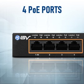BV-Tech 6 Port PoE+ Switch 4 PoE+ Gigabit Ports with 2 Gigabit Uplink – 60W – 802.3at + 1 High PowerPort | Desktop Fanless Design | Sturdy Metal Housing