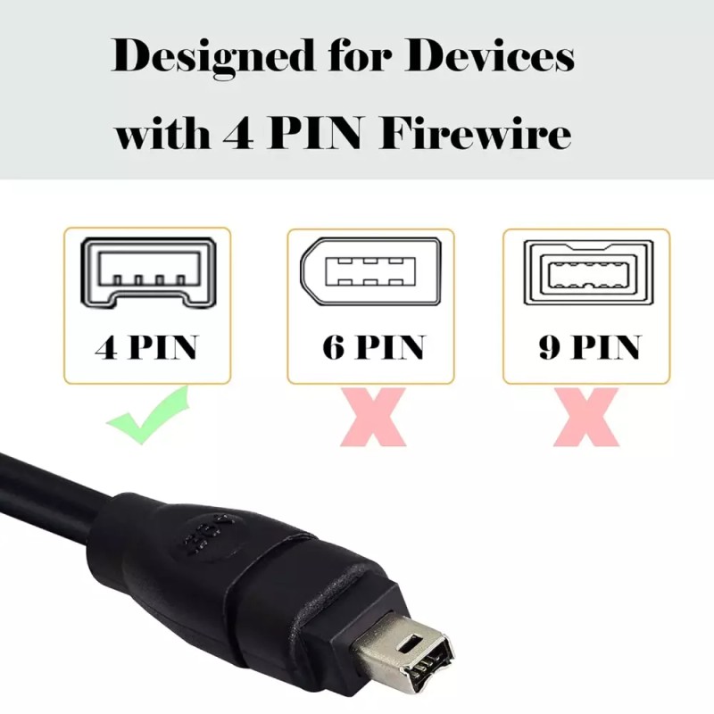 Jintooyun 진투윤 6피트 FireWire IEEE 1394 케이블 4핀 대 남성