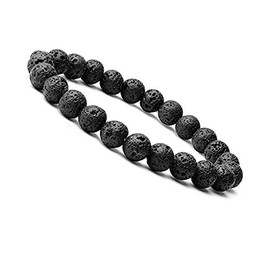 Charmed Creations LLC Basalt Lava Bead Stretch Aromatherapy Essential Oil Diffuser Bracelet