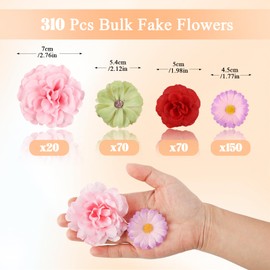 310 Pcs Fake Flower Heads Mini Artificial Flower Bulk Silk Flowers for Decoration Small Faux Flower Heads Fabric Daisy Buds Floral for Crafts DIY Wedding Party Baby Shower Home Decor, Bright Colors