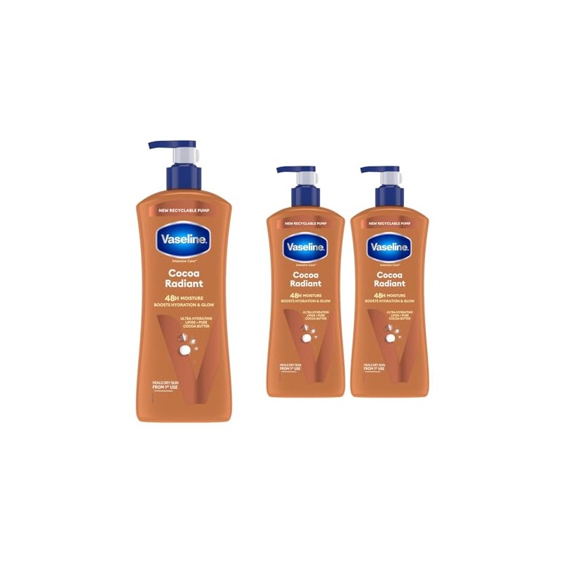 Vaseline Body Lotion Intensive Care Cocoa Radiant, 3 x 600ml