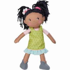 HABA Cari 12 Inch Soft Baby Doll Black Hair Easy Dress Ragdoll Perfect for To...