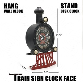 AOROTOE Vintage Wall Clock Train Gifts for Men Metal Steam Engine Steampunk Wall Decor Industrial Decor Man Cave Wall Decor