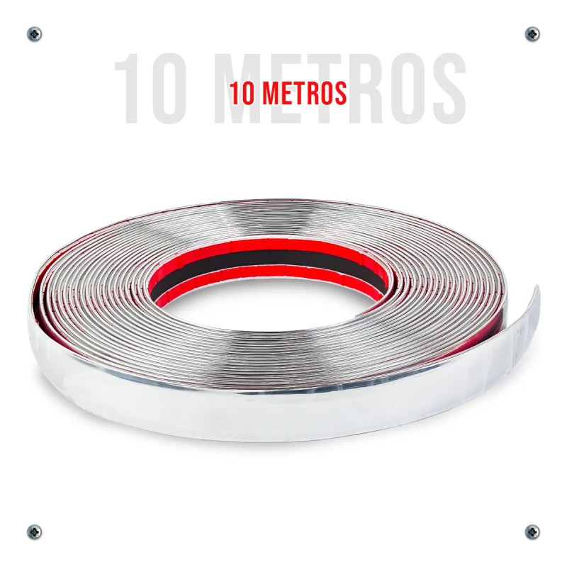 Moldura Cromada Para Facia Ventana Puerta Universal 1.2x10m