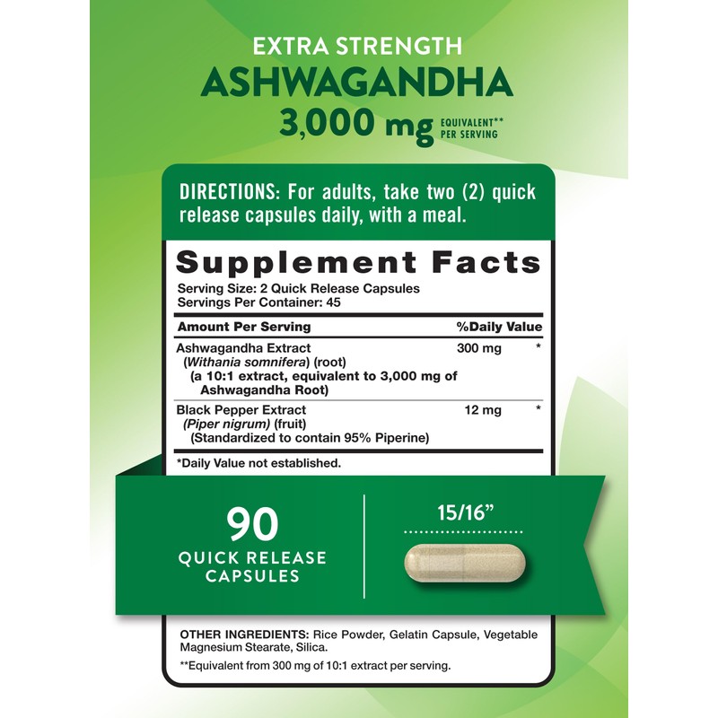 Nature's Truth Ashwagandha Capsules | 3000mg | 90 Count |