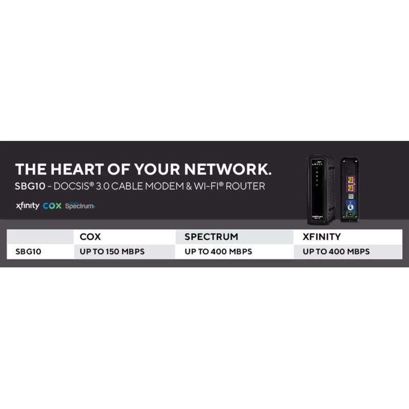 ARRIS SURFboard SBG10 DOCSIS 3.0 16x4 Gigabit Cable Modem &