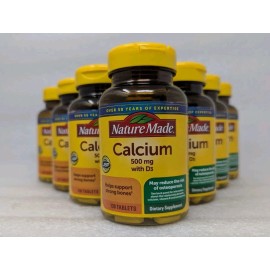 Nature Made Calcium with Vitamin D3 500 mg 130 Tablets - 10 Bottles Exp 04/2026