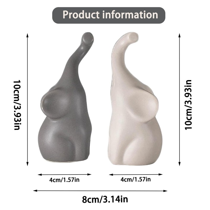 1 Pair Modern Elephant Couples Figures, Decorative Figurines 10 cm
