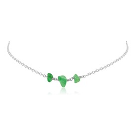 Aventurine Beaded Chain Choker in Sterling Silver