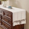 yuboo Boho Table Runner Short, Fall Beige Macrame Coffee Table