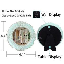 VINLIFE Small Vintage Picture Frames 3x3 Roud Picture Frames 3x3 Ornate Picture Frames Antique Home Decor Gallery Wall Frames in Green