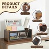Mail Organizer Countertop, Rustic Farmhouse 2-Slot Wood & Iron Mail