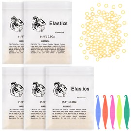 OFFCUP Orthodontic Elastic Bands, 500pcs Dental Rubber Traction Bands, Orthodontic Elastic Rubber Bands with 5pcs Elastic Placer for Braces for Dentist Braids Braces Teeth Gap (Chipmunk 1/8")