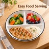 Ceramic Divided Plate – 3-Section Round Food Serving Plate for