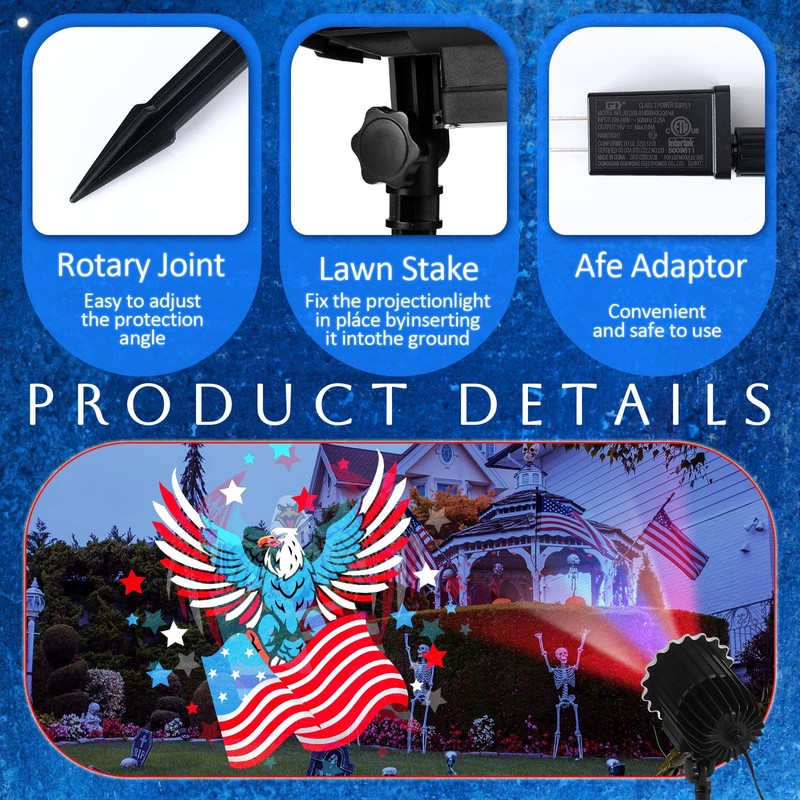 Lingvee Independence Day Projector Lights 4th of July Projector Patriotic