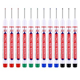 ExcellaElite 12 PCS Long Nib Marker Pen Waterproof Deep Hole Marker, Multifunctional Quick-Drying Colorful Carpenters Pens for Carpenters and Construction Hardware