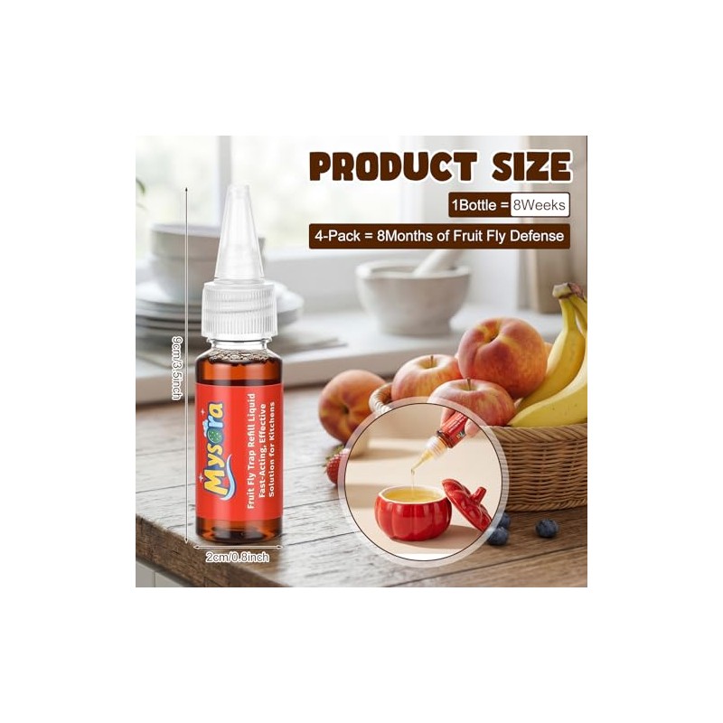 8 Pack Fruit Fly Trap Refill Liquid, 0.68 Ounces Per