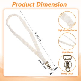 Exircy Stretchy Scrunchie Lanyard for ID Badges Keys, Stretchy Lanyard Soft Elastic Keychain Retractable Teacher Neck Lanyards with Secure Clip for Women Nurse Doctor (Beige)