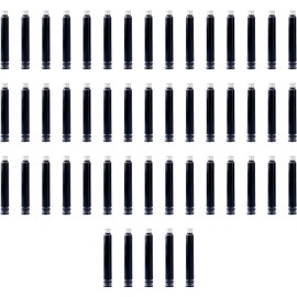 Cartuchos de tinta de pluma estilográfica de 50 piezas Cartucho de recarga de tinta de color negro con diámetro de agujero de 3,4 mm para oficina, escuela, estudiante, escritura, material de papelería