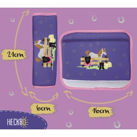 HECKBO 2 x Car Seat Belt Protectors with Horse Farm Motif, Seat Belt Pad for Children and Babies, Ideal for Any Strap, Car Seat Raisers, Children's Bicycle Trailer, Aeroplane