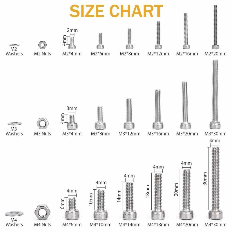 DIGISHUO 1080Pcs M3/M4/M5 304 Stainless Steel Screw Bolts and Nuts