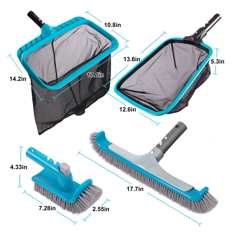 Sepetrel Deluxe Swimming Pool Cleaning Kit Including 2 Brush Heads,